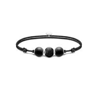 Thomas Sabo Womens Textile & Obsidian Karma Secret 925 Sterling-silver and Beaded Bracelet M/l