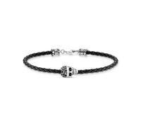 Thomas Sabo Bracelet skull silver 925 Sterling Silver, Blackened, Leather