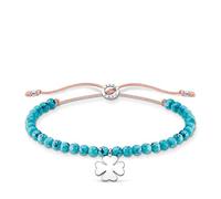 Thomas Sabo Turquoise Beads with Clover Silver 925 Sterling Silver Bracelet 13-20cm Length