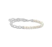 THOMAS SABO Freshwater Pearl Beaded Link Charm Bracelet, White/Silver