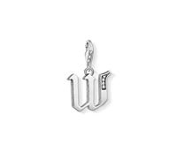 Thomas Sabo Women Charm Pendant Letter A-Z Charm Club Blackened 925 Sterling Silver, Letter W