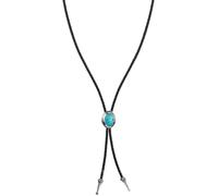 Thomas Sabo Elyndra Sterling Silver Black Leather with Imitation Turquoise Stone Necklace KE2344-805-17 | Acotis - Sterling Silver Blackened / Zirconia