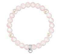 Thomas Sabo Women Charm Bracelet Freshwater Pearl Rose Quartz Charm Club 925 Sterling Silver X0222-469-9