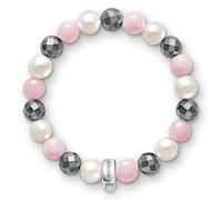 Thomas Sabo Women Charm Club Bracelet Rose Quartz Freshwater Pearl Hematite 925 Sterling Silver