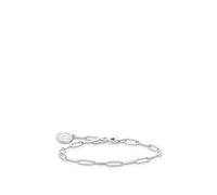 Thomas Sabo Paperclip link Charm Bracelet with White Charmista Coin 0.3 x 1cm, 19cm