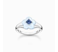 Thomas Sabo Charm Club Charming Charming Blue Flower Ring TR2433-496-1 - Modern Style | Acotis - Size 58 - Sterling Silver/Enamel/Stone