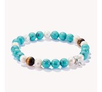 Thomas Sabo Charm Club Charming Charming Colourful Stones Bracelet X0293-951-7 - Modern Style | - Size - 19cm - Sterling Silver / Simulated Turquoise / Freshwater Pearl / Tiger‘s Eye