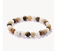 Thomas Sabo Charm Club Charming Charming Ecru Coloured Bracelet X0293-014-7 - Exclusive Design | - Size - 17cm - Sterling Silver / Jasper / Freshwater Pearl / Tiger‘s Eye