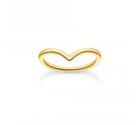 Thomas Sabo Charm Club Charming Charming Gold Plated V-Shaped Ring TR2393-413-39 - Refined - Size 56 - Sterling Silver / Gold Plated