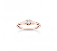 Thomas Sabo Charm Club Charming Charming Rose Gold Plated White Heart Ring TR2390-416-14 - - Size 54 - Sterling Silver / Rose Gold Plated / Zirconia