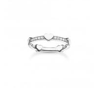 Thomas Sabo Charm Club Charming Charming Sterling Silver White Pavé Hearts Ring TR2391-051-14 - - Size 52 - Sterling Silver / Zirconia