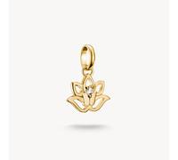 Thomas Sabo Charm pendant lotus flower with stones Connect gold-plated 18-carat Gold-plating, Recycled 925 Silver
