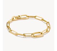 Thomas Sabo Charm Club Charming Connect Gold Plated Paperclip Link Bracelet C1205-413-39 - Size - 17cm - Sterling Silver / 18ct Gold Plated