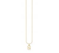 Thomas Sabo Charm Club Charming Gold Plated Letter S Necklace KE2028-413-39-L45V - Polished - Sterling Silver / Gold Plated