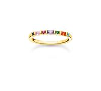 Thomas Sabo Charm Club Charming Gold Plated Zirconia Multicoloured Stones Ring TR2348-488-7 - - Size - 56 - Sterling Silver / Gold Plated / Stone / Zirconia
