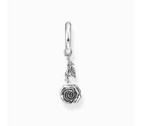 Thomas Sabo Charm Club Charming Sterling Silver Creole Midnight Rose Single Earring CR756-637-21 - Sterling Silver