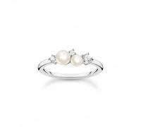 Thomas Sabo Charm Club Charming Sterling Silver Delicate Pearl Ring TR2368-167-14 - Signature - Size 52 - Sterling Silver / Pearl / Zirconia
