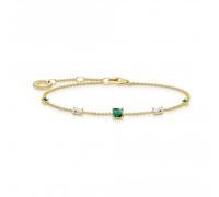 Thomas Sabo Charm Club Charming Sterling Silver Gold Plated Green And White Stones Bracelet - Sterling Silver / Gold Plated / Stone / Zirconia