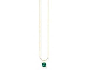 Thomas Sabo Charm Club Charming Sterling Silver Gold Plated Green Stone Necklace - Sterling Silver / Gold Plated / Stone