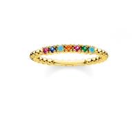 Thomas Sabo Charm Club Charming Yellow Gold Multicolour Dot Stacking Ring TR2323-488-7 - - Size 56 - Sterling Silver