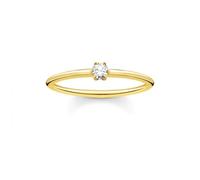 Thomas Sabo Charm Club Charming Yellow Gold Zirconia Solitaire Stacking Ring TR2312-414-14 - - Size 52 - Sterling Silver