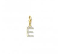 Thomas Sabo Charm Club Charmista Charm Club Charmista White Gold Plated Zirconia Letter E Charm Pendant 1968-414-14 - Sterling Silver / Gold Plated / Zirconia