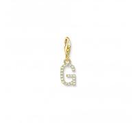 Thomas Sabo Charm Club Charmista Charm Club Charmista White Gold Plated Zirconia Letter G Charm Pendant 1970-414-14 - Sterling Silver / Gold Plated / Zirconia