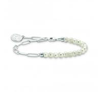 Thomas Sabo Charm Club Charmista Charm Club Charmista White Silver Freshwater Pearl Bracelet A2129-158-14 - Size 13 cm - Sterling Silver / Cold Enamel / Freshwater Pearl