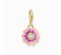 Thomas Sabo Charm Club Charmista Charmista Gold Plated Violet Flower Charm 2208-565-7 - Signature - Sterling Silver / 18ct Gold Plated / Cold Enamel / Zirconia