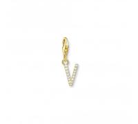 THOMAS SABO Gold Plated Cubic Zirconia Letter V Charm 1985-414-14