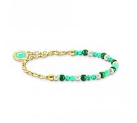Thomas Sabo Charm Club Charmista Charm Club Charmista Multicoloured Gold Plated Simulated Malachite Bracelet A2130-140-7 - Size 19 cm - Sterling Silver / Gold Plated / Simulated Malachite