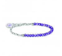 THOMAS SABO Silver Link & Imitation Amethyst Member Charm Bead Bracelet A2130-007-13-L19