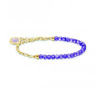 Thomas Sabo Gold Tone Charm Bracelet with Violet Imitation Amethyst Beads & Charmista Coin 0.4cm, 16-19cm