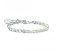 Thomas Sabo Charm Club Charmista Charmista White Cold Enamel Freshwater Pearl Bracelet - Size 17 cm - Sterling Silver / Cold Enamel / Freshwater Pearl