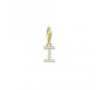 Thomas Sabo Charm Club Charmista Charmista White Gold Plated Zirconia Letter I Charm Pendant - Sterling Silver / Gold Plated / Zirconia
