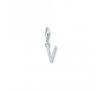 Thomas Sabo Charm Club Charmista Charmista White Zirconia Letter V Charm Pendant 1959-051-14 - - Sterling Silver / Zirconia