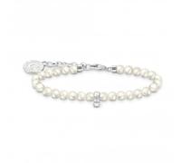 Thomas Sabo Charm Club Charmista Sterling Silver Enamel Freshwater Pearl White Bracelet