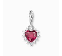 Thomas Sabo Charm Club Charmista Sterling Silver Heart With Red Stone Charm 2204-013-10 - - Sterling Silver / Lab Grown Ruby / Zirconia