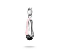 Thomas Sabo Charm Club Connect Pink & Black Ballerina Shoe Charm Pendant 2.6 x 0.6cm