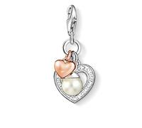 Thomas Sabo Womens Women´s Charm Pendant Hearts With Pearl - Silver & Rose Gold - One Size
