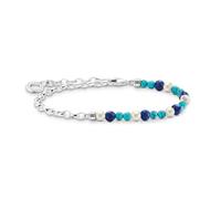 THOMAS SABO Freshwater Pearl & Mixed Beads Link Charm Bracelet, Blue/Silver
