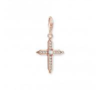 Thomas Sabo Charm Club Sterling Silver Rose Gold Plated White Stones Cross Charm 1913-416-14 - Sterling Silver / Rose Gold Plated / Zirconia