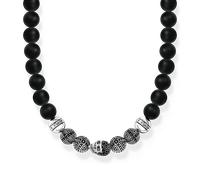 Thomas Sabo Charm Club Sterling Silver Skull & Crosses Obsidian Necklace KE1100-159-11 - Sterling Silver / Obsidian / Zirconia