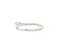 Thomas Sabo Charm Holder: Link Bracelet With Rose Quartz Beads Rose