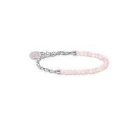 Thomas Sabo Charm Holder: Link Bracelet With Rose Quartz Beads, Wide Anchor Chain Style Rose