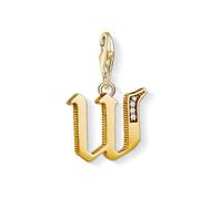Thomas Sabo Women Charm Pendant Letter A-Z Charm Club 18k Yellow Gold Plating 925 Sterling Silver, Letter W
