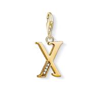 Thomas Sabo Charm Letter Pendant 18k Yellow Gold Plating Zirconia White Stones