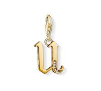 Thomas Sabo Charm Letter Pendant 18k Yellow Gold Plating Zirconia White Stones
