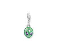Thomas Sabo Women Charm Pendant Alien with Green Cold Enamel and White Zirconia Silver 925 Sterling Silver, Cold Enamel 2050-041-6