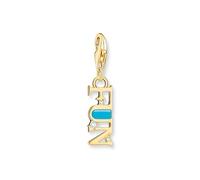 Thomas Sabo Charm pendant Fun with white stones gold plated 18k Yellow Gold Plating, 925 Sterling Silver, Cold Enamel